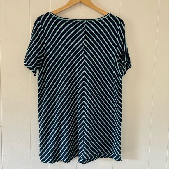 Soft Surroundings Pima Cotton Indra Blue Striped Short Sleeve Tee Medium Boho - Picture 5 of 12